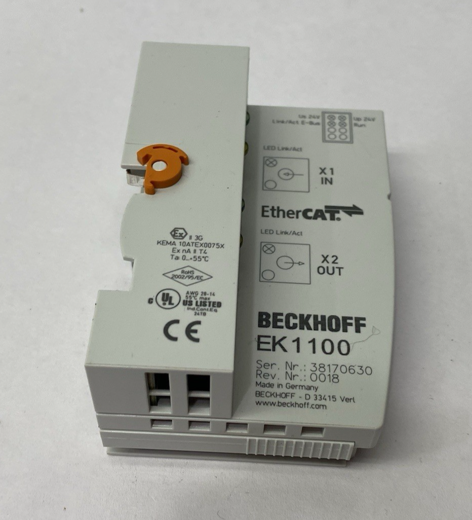 Beckhoff EK1100 EtherCAT Coupler Terminal Module 2x RJ45 Socket Connections - Maverick Industrial Sales