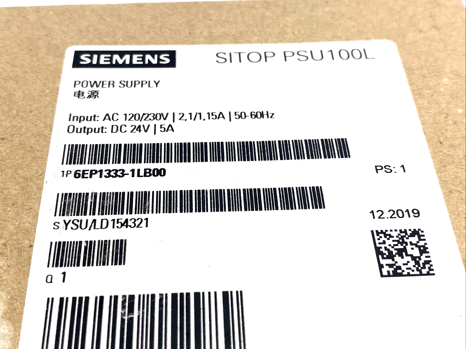 Siemens 6EP1333-1LB00 Stabilized Power Supply Unit 120/230VAC 24VDC 5A - Maverick Industrial Sales