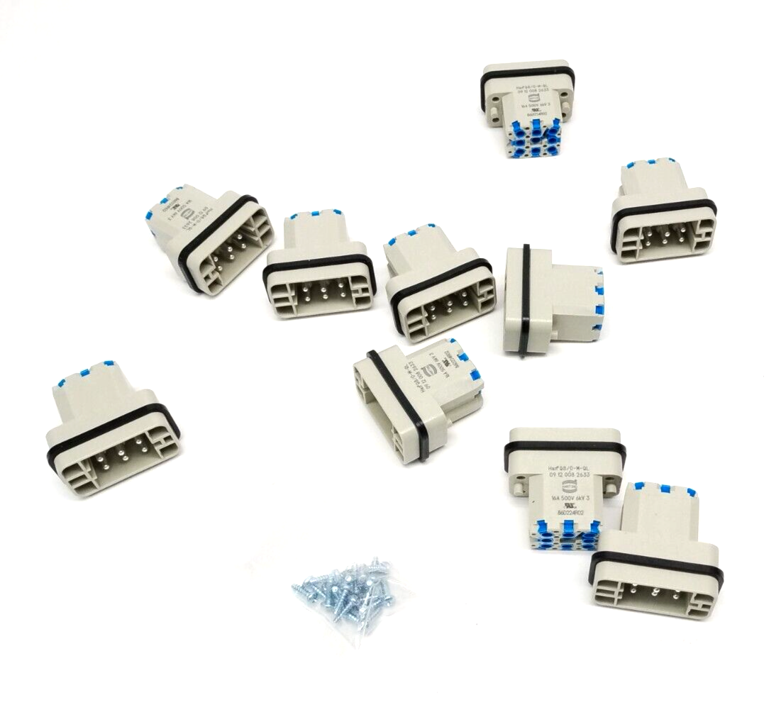 Harting Han Q8/0-M-QL Han-Quick Lock Male Connector Insert 09120082633 10 PACK - Maverick Industrial Sales