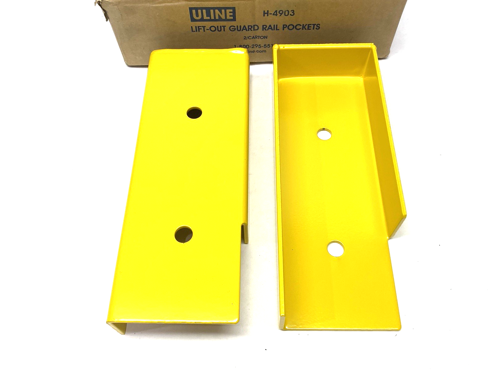 Uline H-4903 Lift-Out Rail Pockets for Guard Rails, Yellow, Steel, PACKAGE OF 2 - Maverick Industrial Sales