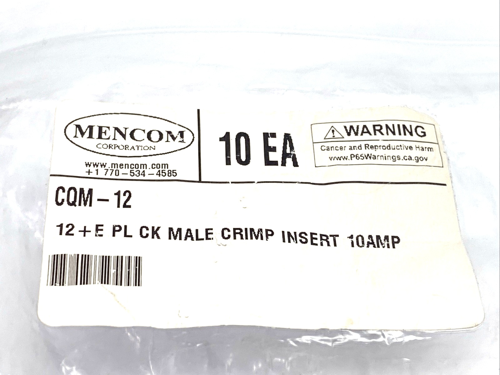 CQM-12,CQM 12 | ILME CQM 12 Male Crimp Connector Insert 12 Pole + PE, 10A, Mencom CQM-12 7-PK - New – Open box - Maverick Industrial Sales
