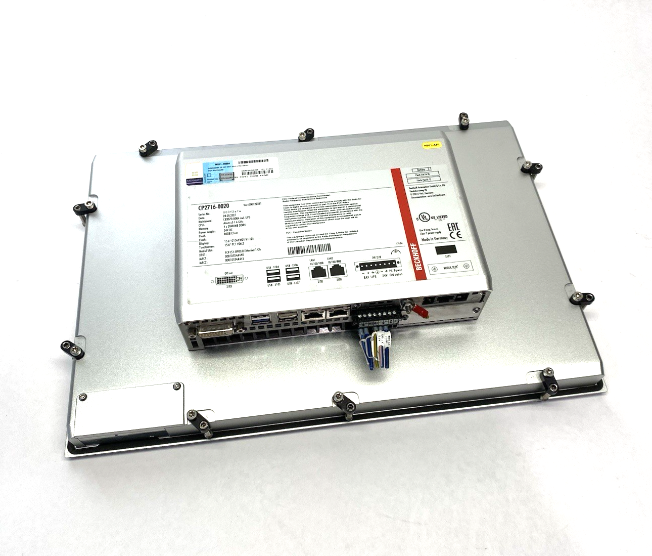 Beckhoff CP2716-0020 Fanless Multi-Touch Built-In Panel PC 15.6" Display 2 CFast - Maverick Industrial Sales