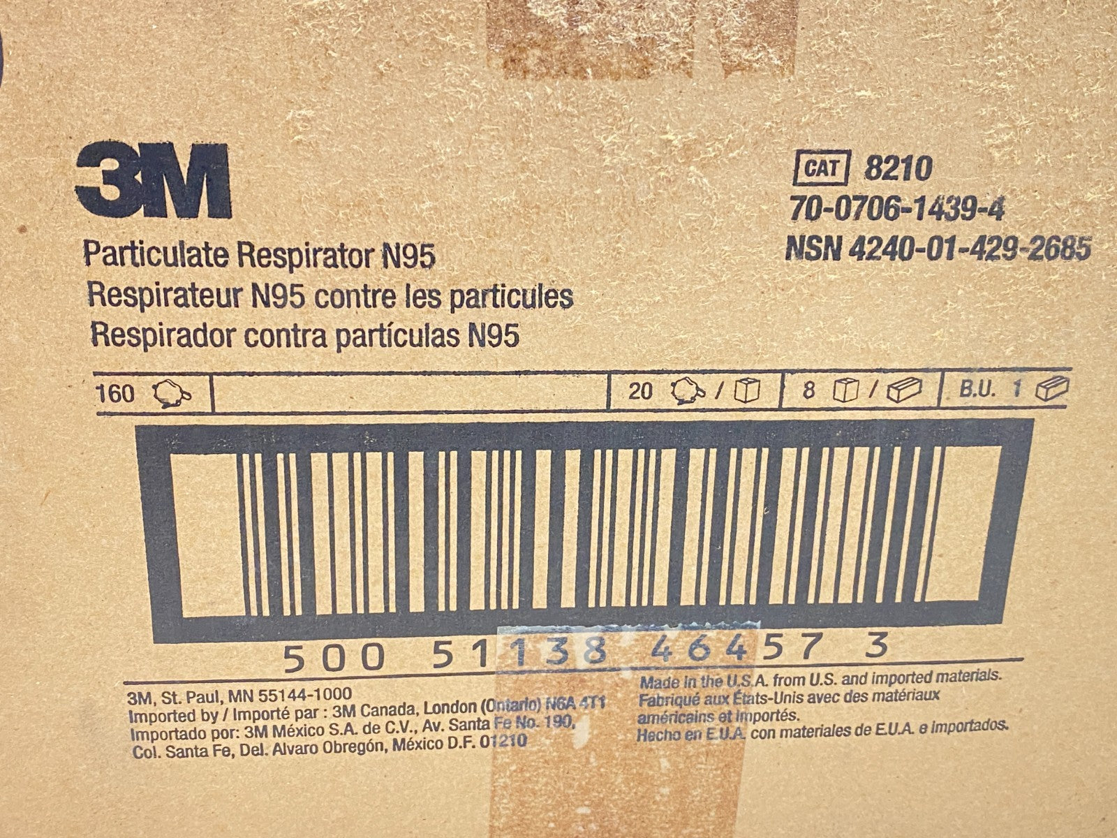 3M 8210 Particulate Respirator N95 160 QTY CASE - New - Maverick Industrial Sales
