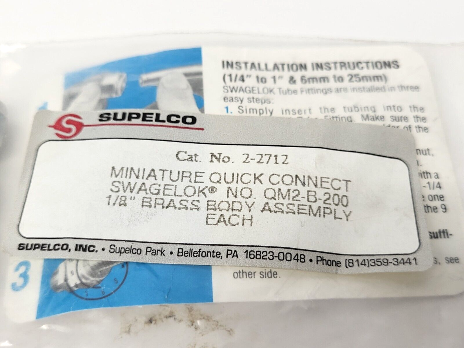 Swagelok Miniature Quick Connect Brass Body Assembly 1/8" - Maverick Industrial Sales