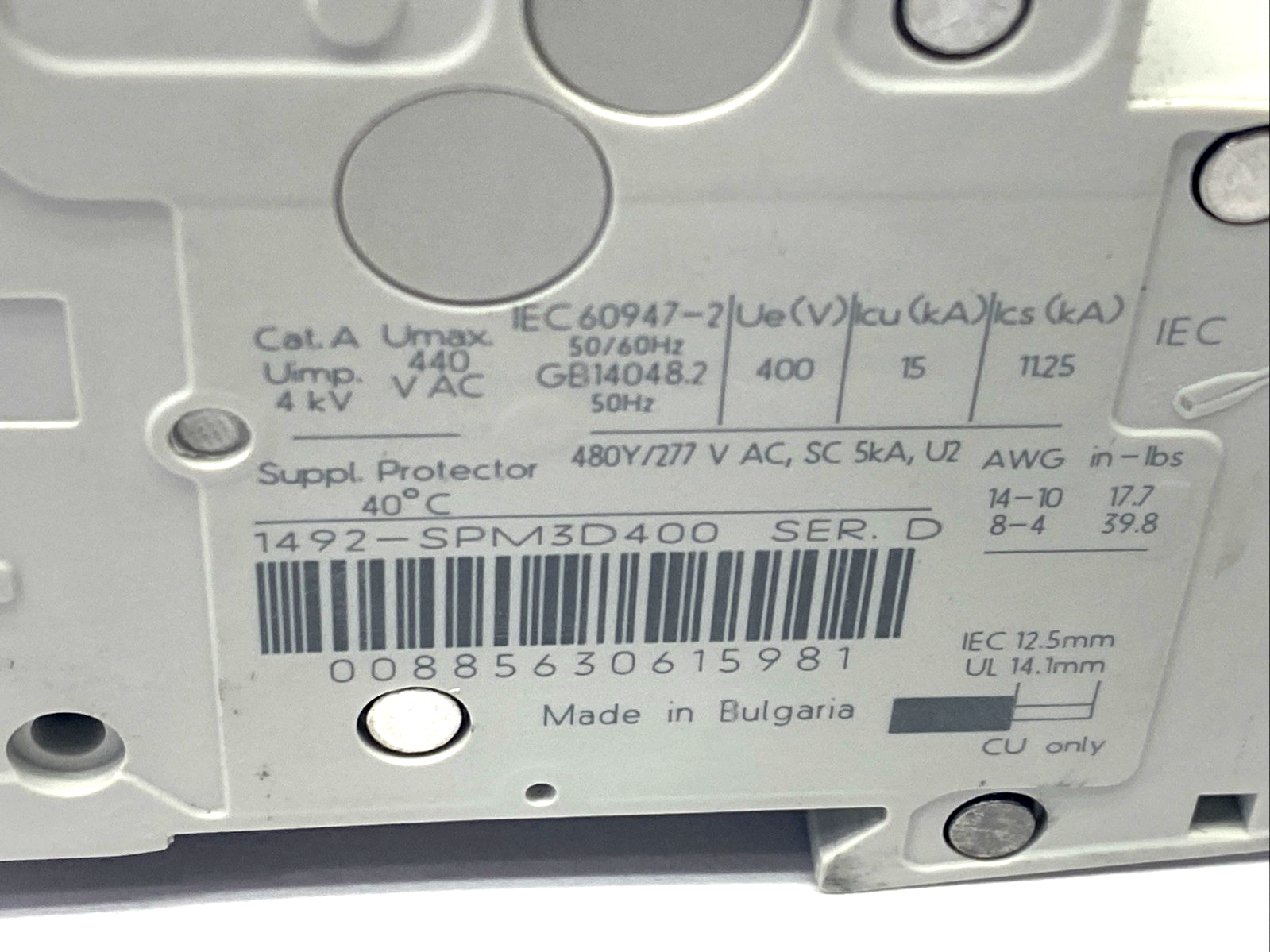 1492-SPM3D400 | Allen Bradley Ser. D Miniature Supplementary Protector 40A 3P - New – Open box - Maverick Industrial Sales