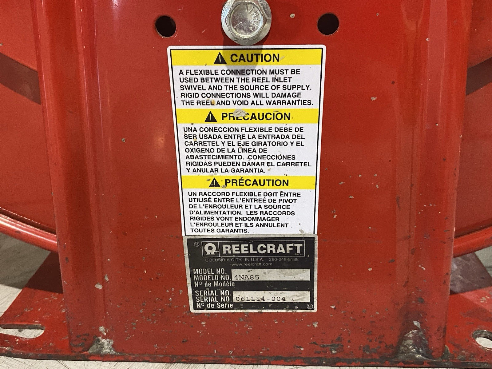 Reelcraft 4NA85 Spring-Return Dual-Pedestal Hose Reel 81100 OLP, NO HOSE, Red - Maverick Industrial Sales
