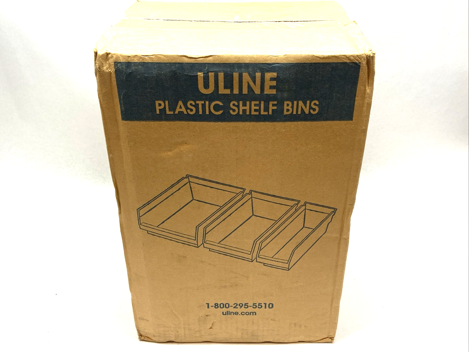 Uline S-19945BLU Blue Plastic Shelf Bins 11" x 18" x 4" LOT OF 9 - Maverick Industrial Sales