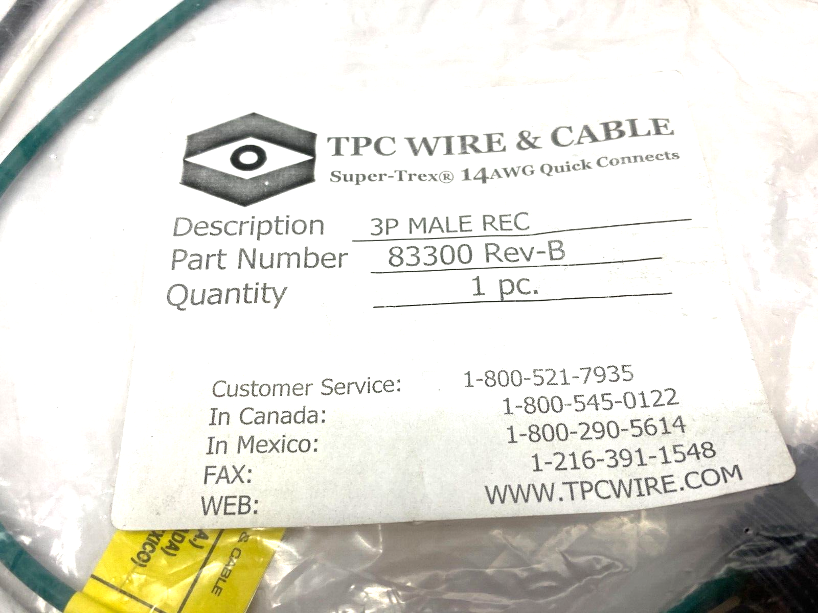 TPC Wire & Cable 83300 Super-Trex Quick-Connect Receptacle Rev. B 3P - Maverick Industrial Sales