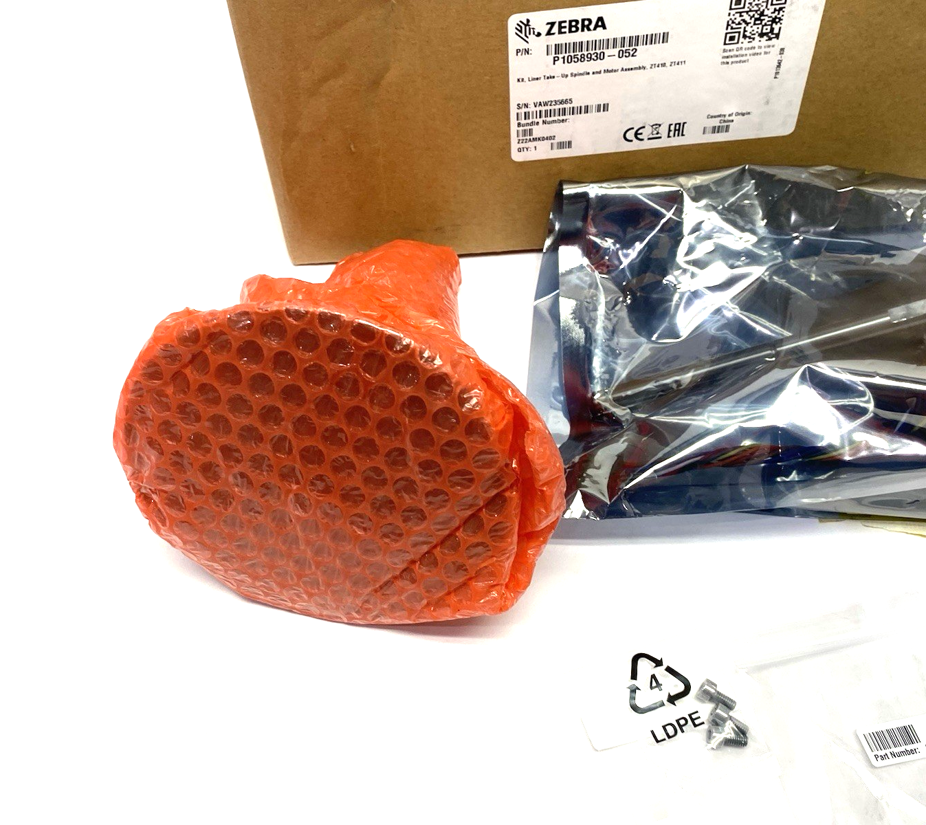 Zebra P1058930-052 Liner Take-Up Kit Spindle and Motor Assembly ZT410, ZT411 - Maverick Industrial Sales