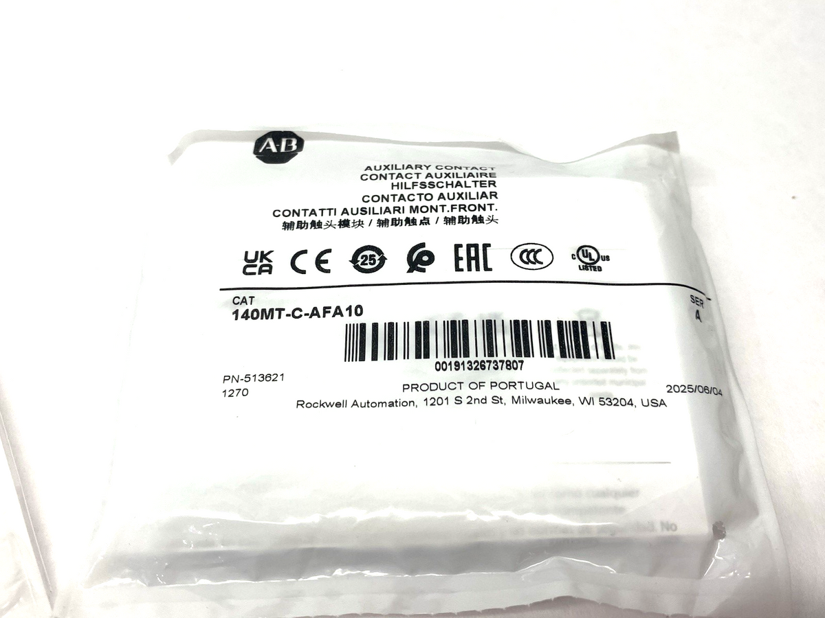 Allen Bradley 140MT-C-AFA10 Ser. A Auxiliary Contact Block Front Mount LOT OF 2 - Maverick Industrial Sales