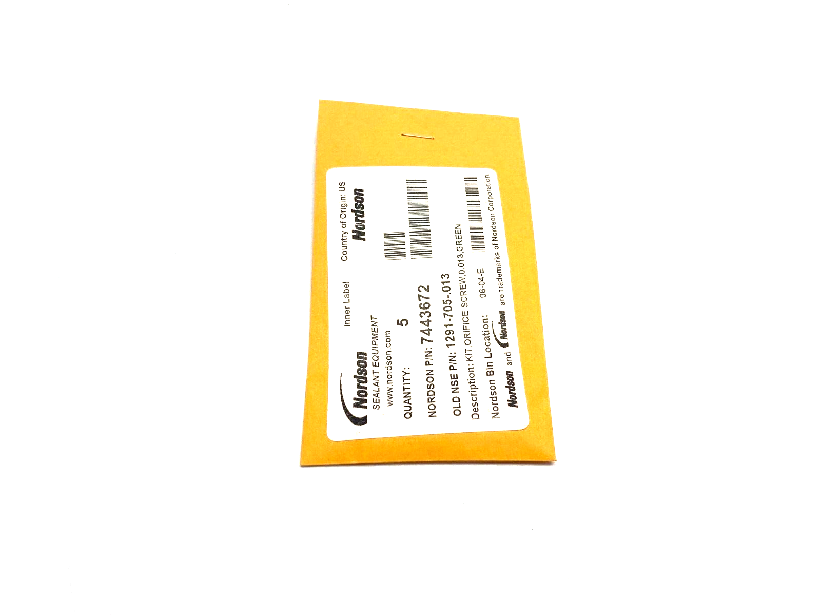 Nordson 7443672 Orifice Screw Kit Green 0.013 PKG OF 5 - Maverick Industrial Sales