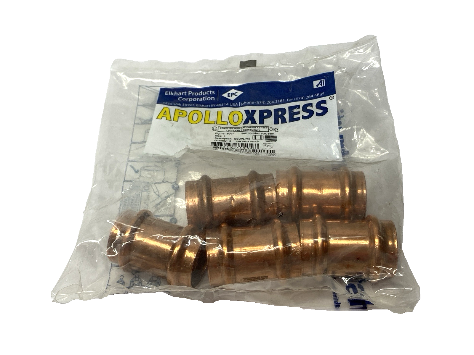 Apollo Press 10075504 Copper Coupling LOT OF 5 - Maverick Industrial Sales