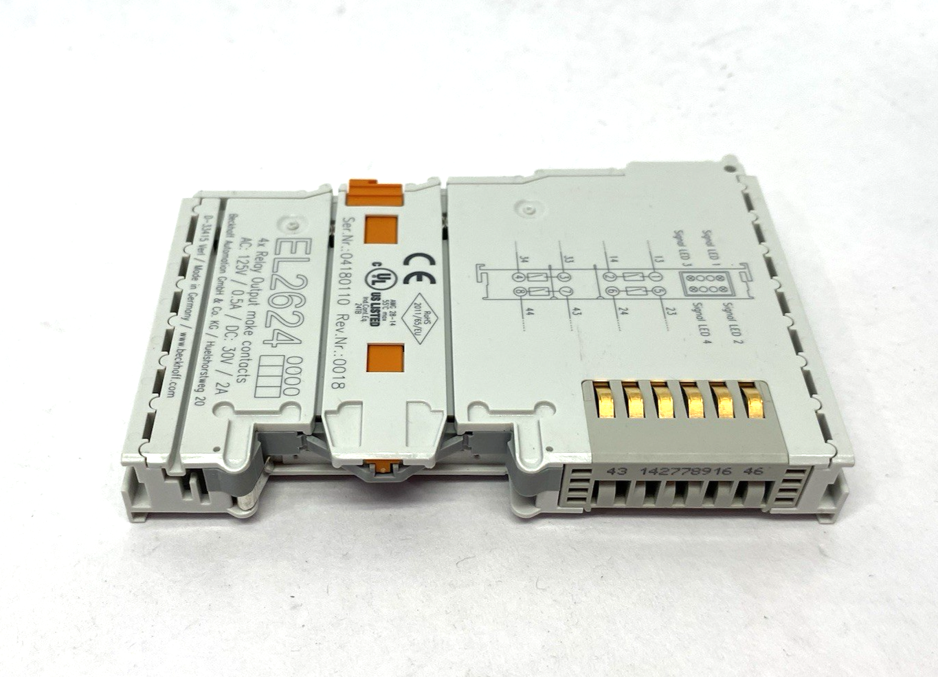Beckhoff EL2624 EtherCAT Terminal, 4-channel relay output, 125 V AC, 30 V DC - Maverick Industrial Sales