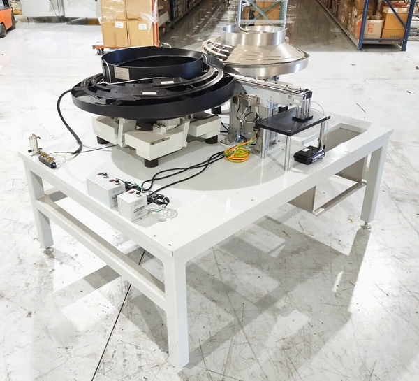 Automation Feed Systems Vibratory Bowl Feeder Table, Two Bowl Unit 24" & 18" 10A - Maverick Industrial Sales