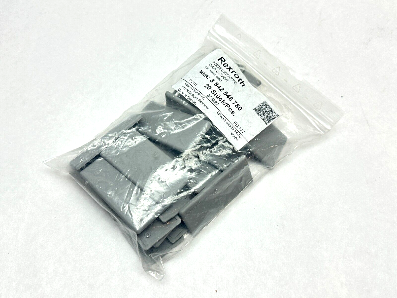 Bosch Rexroth 3842548780 Cap Cover Grey 30X60 PKG OF 20 - Maverick Industrial Sales