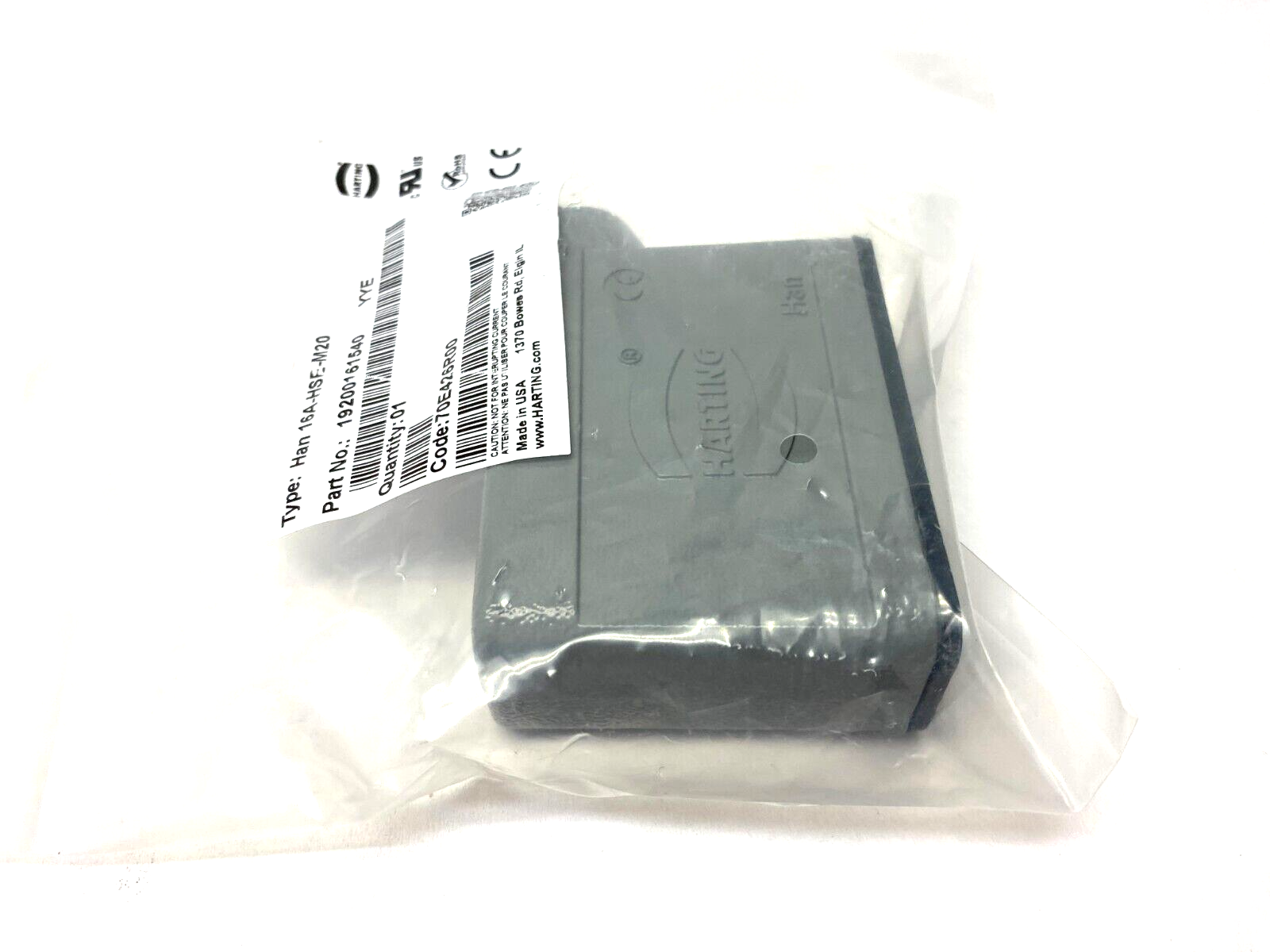 Harting 19200161540 Side Entry Heavy Duty Connector Hood, Han 16A-GS-M20 - Maverick Industrial Sales