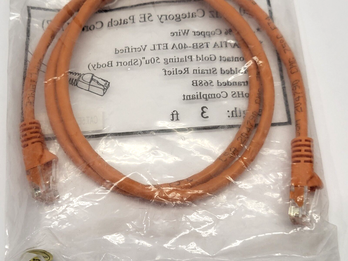 568b Rj Cable N/A | Molded 568B Ethernet Cable 350MHz Category 5E 3' LOT OF 3