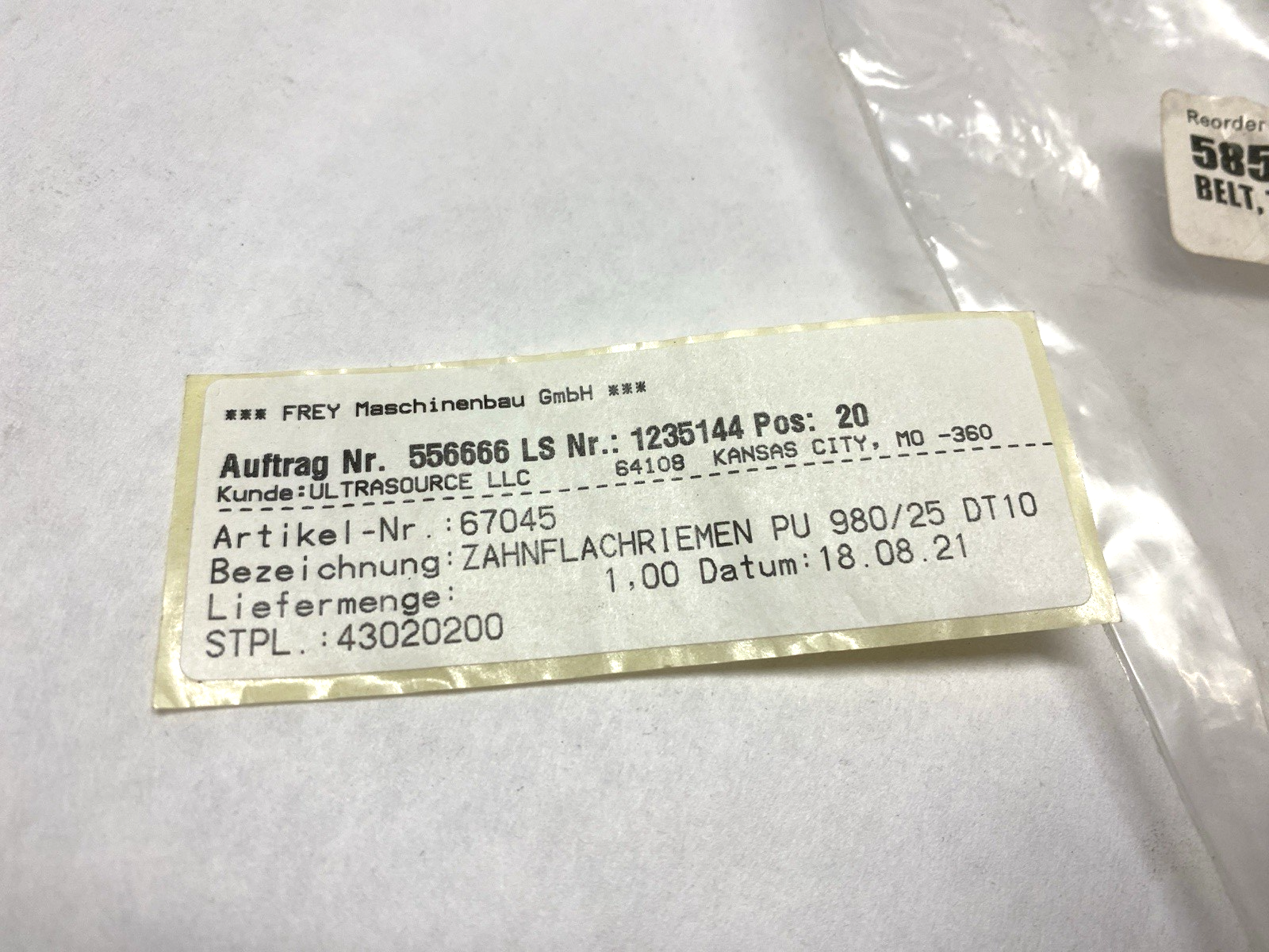 Frey 585543 Toothed Belt, 980/25 DT BAS 67045 - New - Maverick Industrial Sales