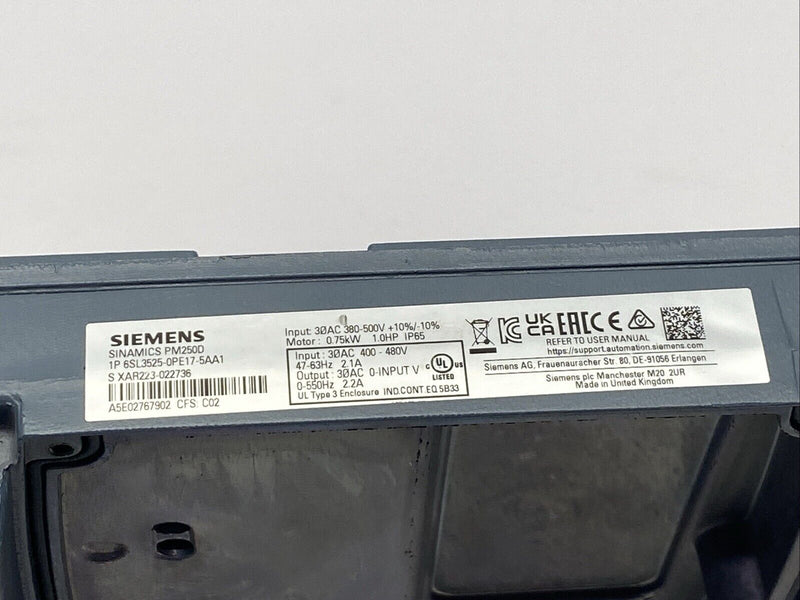 Siemens 6SL3525-OPE17-5AA1 SINAMICS G120D Power Module PM250D Class A 380-480V - Maverick Industrial Sales