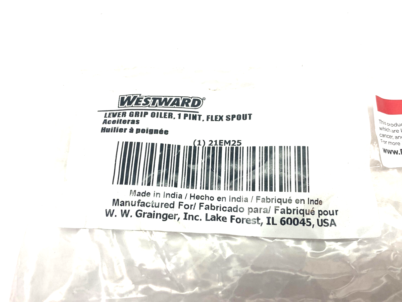 Westward 21EM25 Lever Grip Oiler Can, 1-Pint, Flex-Grip - Maverick Industrial Sales
