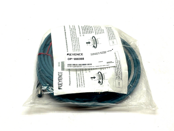 Keyence OP-88088 Ethernet Cable RJ45 M12 4-Pin 10m Length - Maverick Industrial Sales