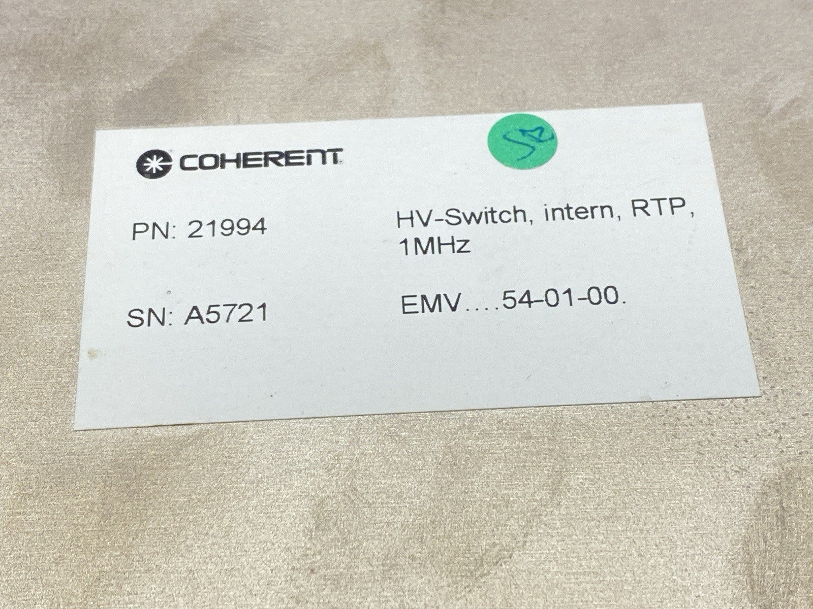 21994 | Coherent HV-Switch Intern RTP 1MHz EMV 54-01-00 - For parts or not working - Maverick Industrial Sales