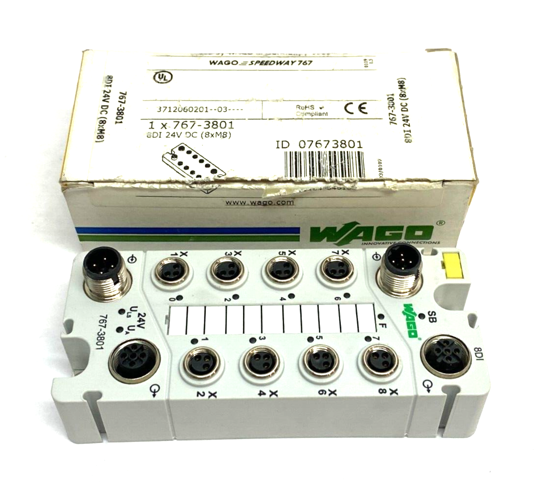Wago 767-3801 Speedway 767 8-Channel Digital I/O Module 24VDC 8 x M8 Ports - Maverick Industrial Sales