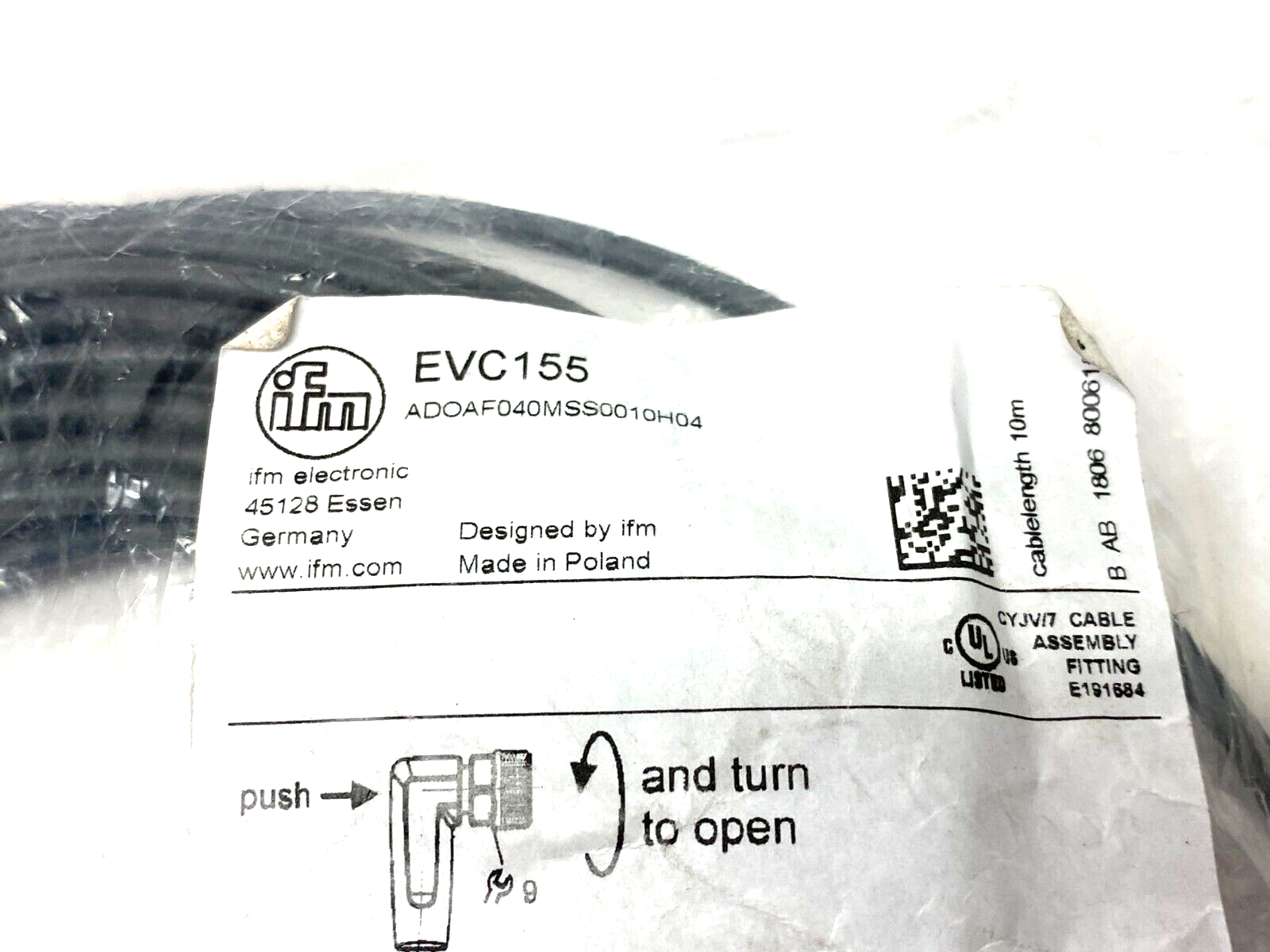 ifm EVC155 Connection Cable, Female M8 10m ADOAF040MSS0010H04 - Maverick Industrial Sales