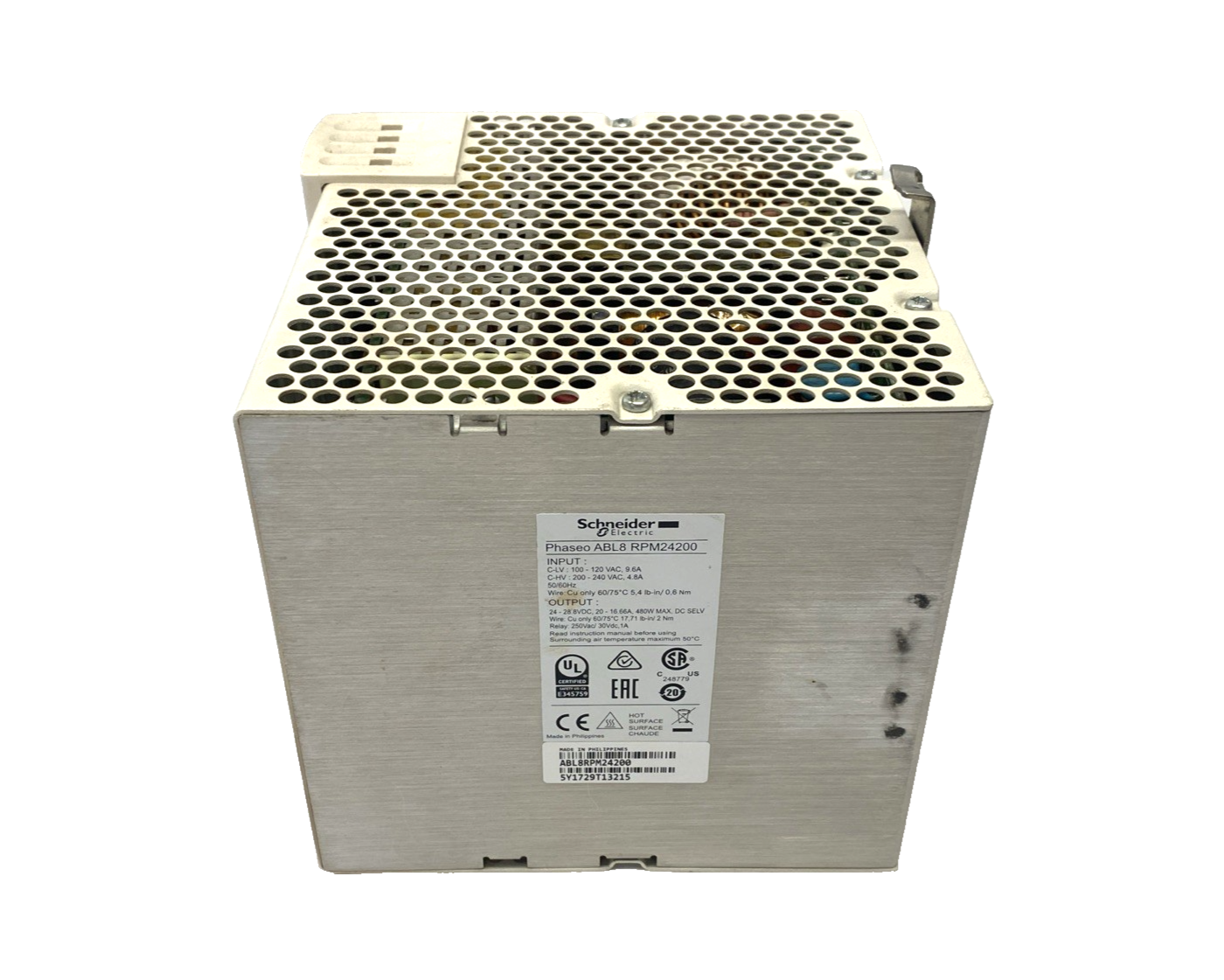 ABL8RPM24200 | Schneider Electric Regulated Switch Power Supply 100-240V 24VDC 20A - Used - Maverick Industrial Sales