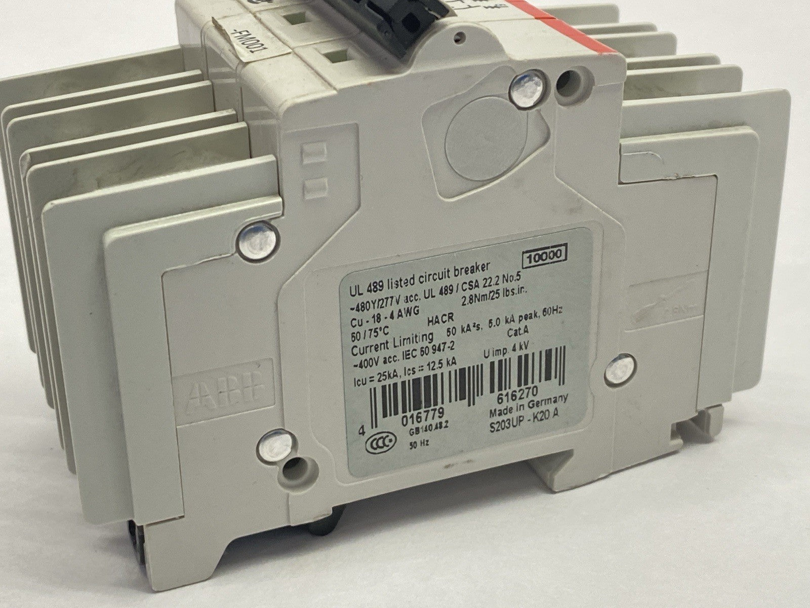ABB S203UP-K20A Circuit Breaker 3-Pole 20A 480Y/277V - Maverick Industrial Sales