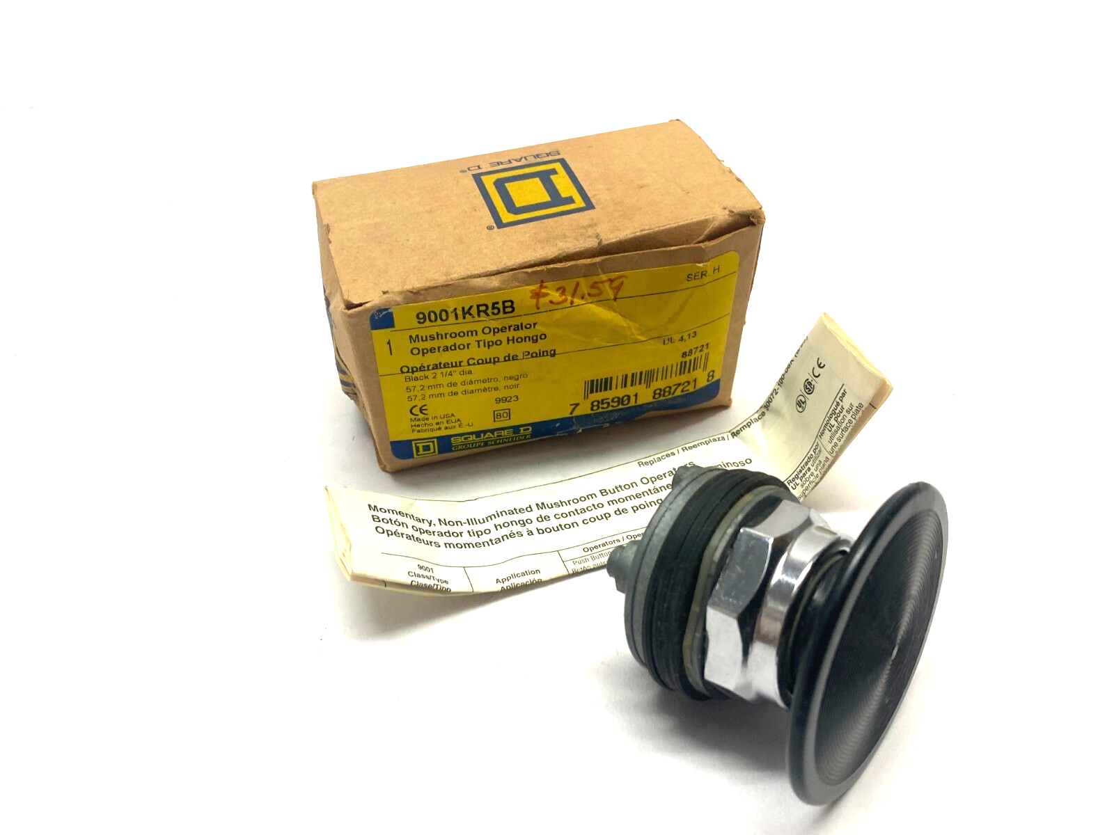 Square D 9001KR5B Mushroom Head Operator Pushbutton Black 2-1/4" Dia. - Maverick Industrial Sales