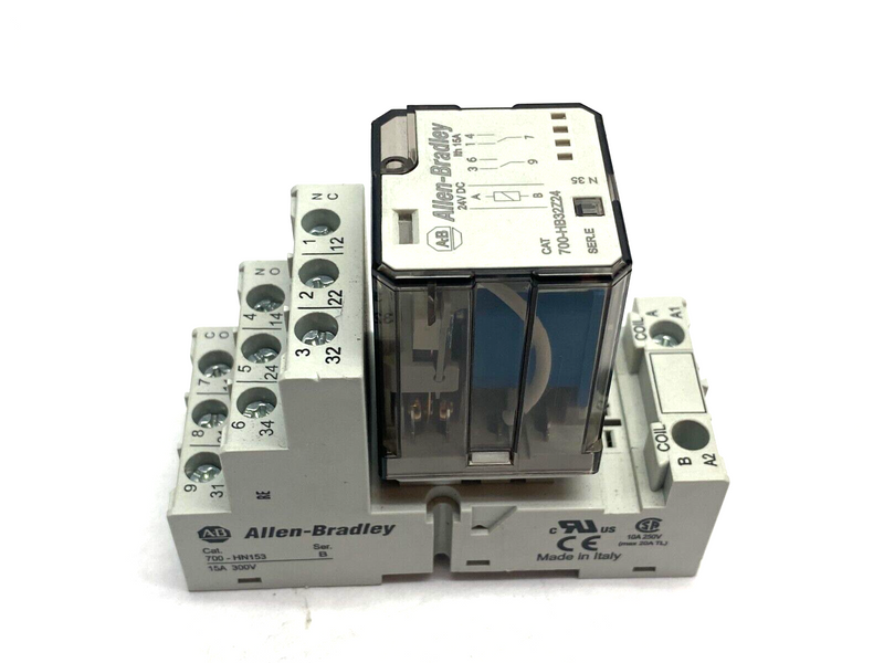 Allen Bradley 700-HN153 Ser. B Relay Base w/ 700-HB32Z24 Ser. E Cube Relay - Maverick Industrial Sales