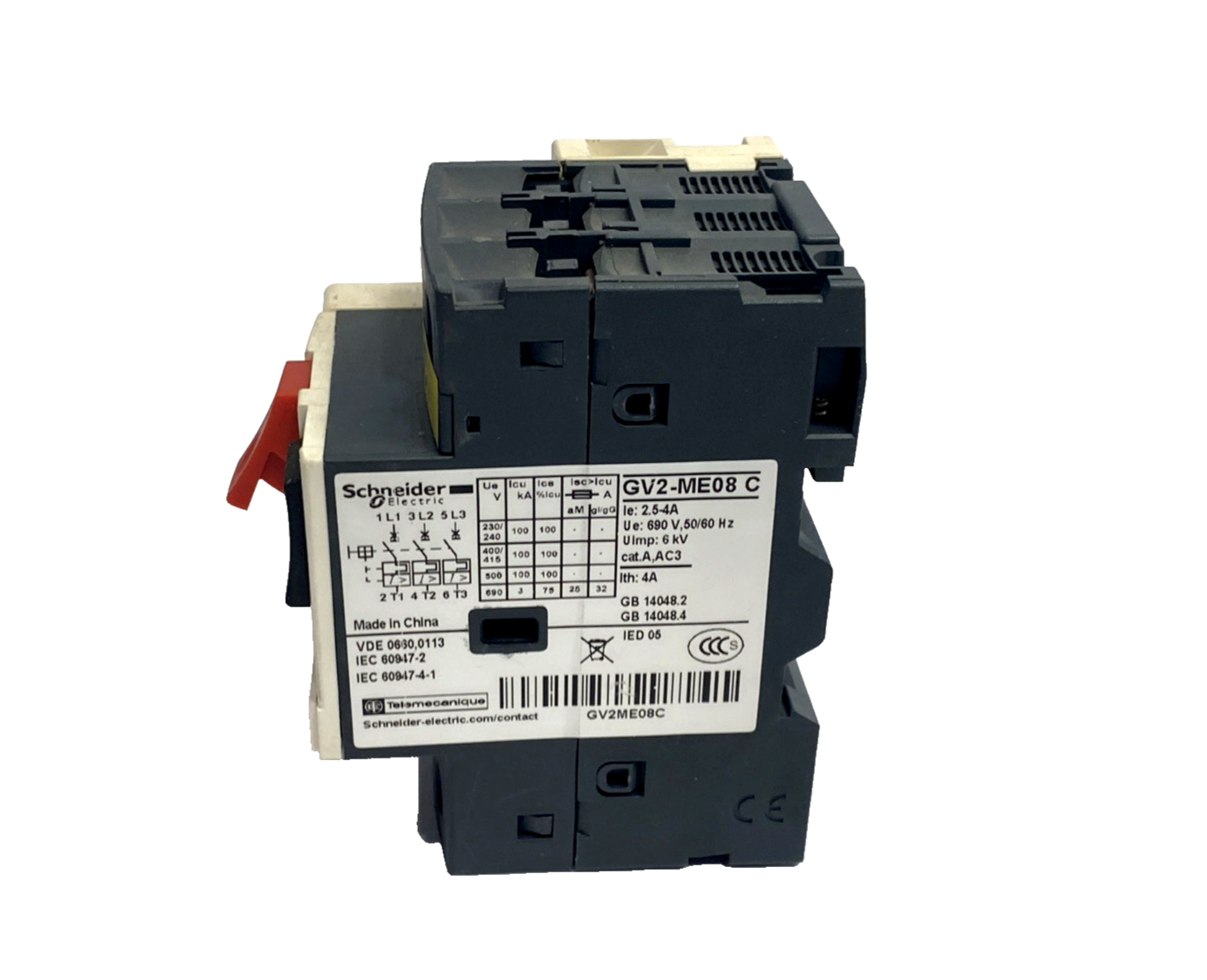 GV2-ME08 C | Schneider Electric TeSys Manual Starter & Protector GV2-ME08C/2.5-4A - Used - Maverick Industrial Sales