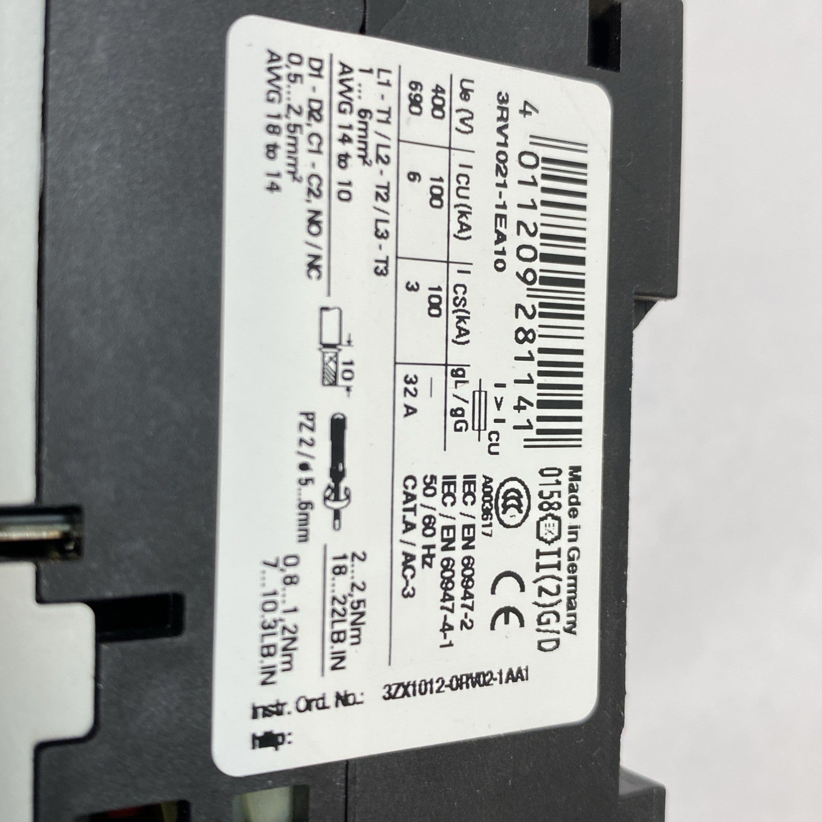 3RV1021-1EA10 | Siemens Circuit Breaker 52A - Used - Maverick Industrial Sales