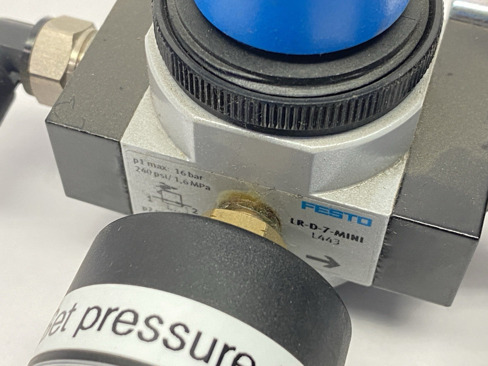Festo LR-1/8-D-7-MINI Pneumatic Pressure Regulator 162582 w/ Gauge - Maverick Industrial Sales