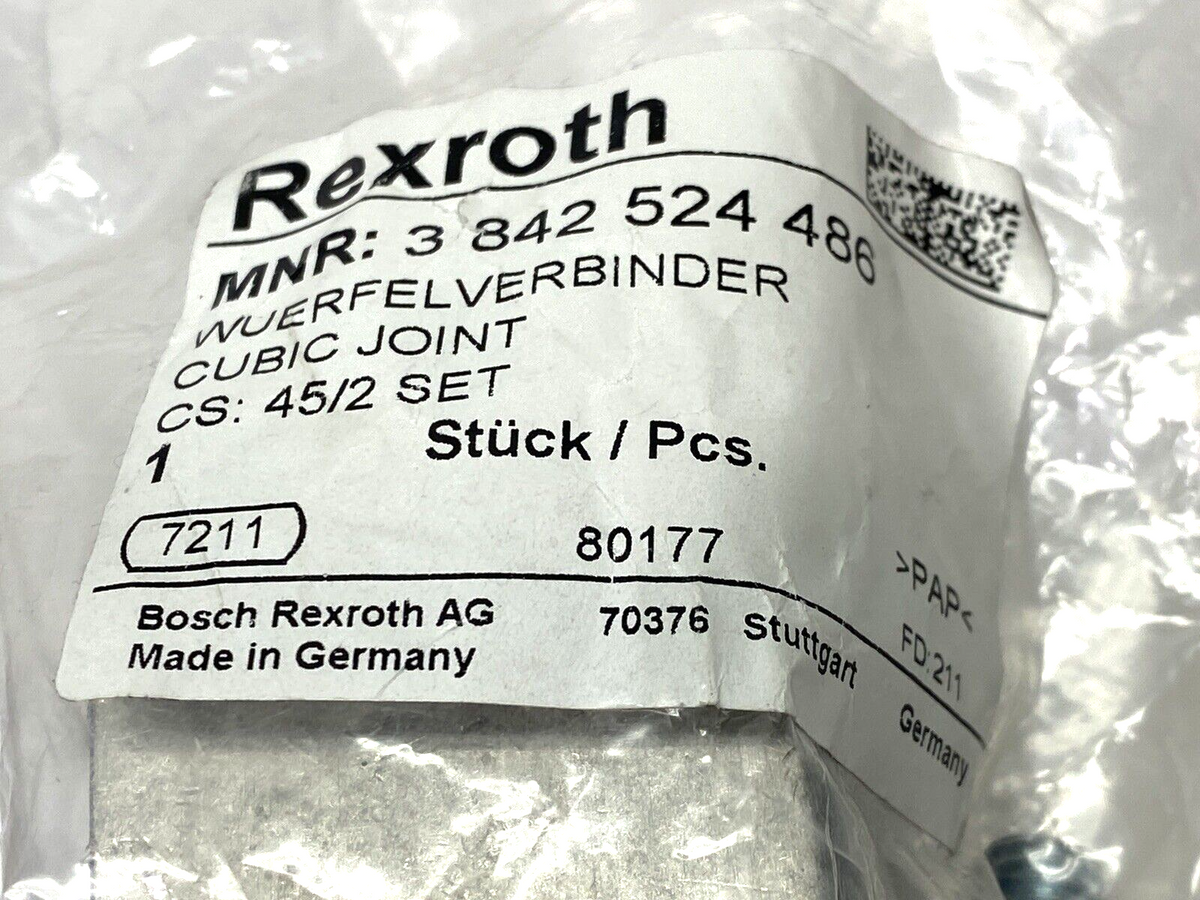 3842524486 | Bosch Rexroth Cubic Joint 45/2 Set LOT OF 2 - New - Maverick Industrial Sales