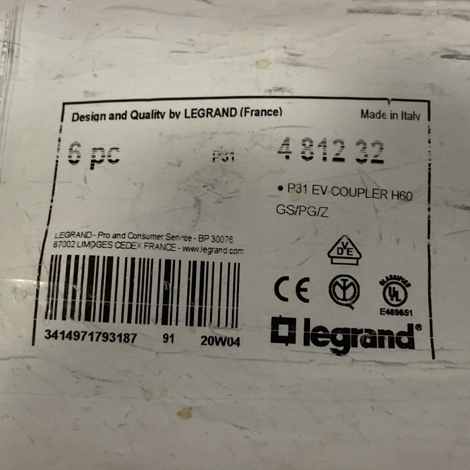 Legrand 481232 Connector for Cable Support P31 EV Coupler H60 GS/PG/Z PKG OF 6 - Maverick Industrial Sales