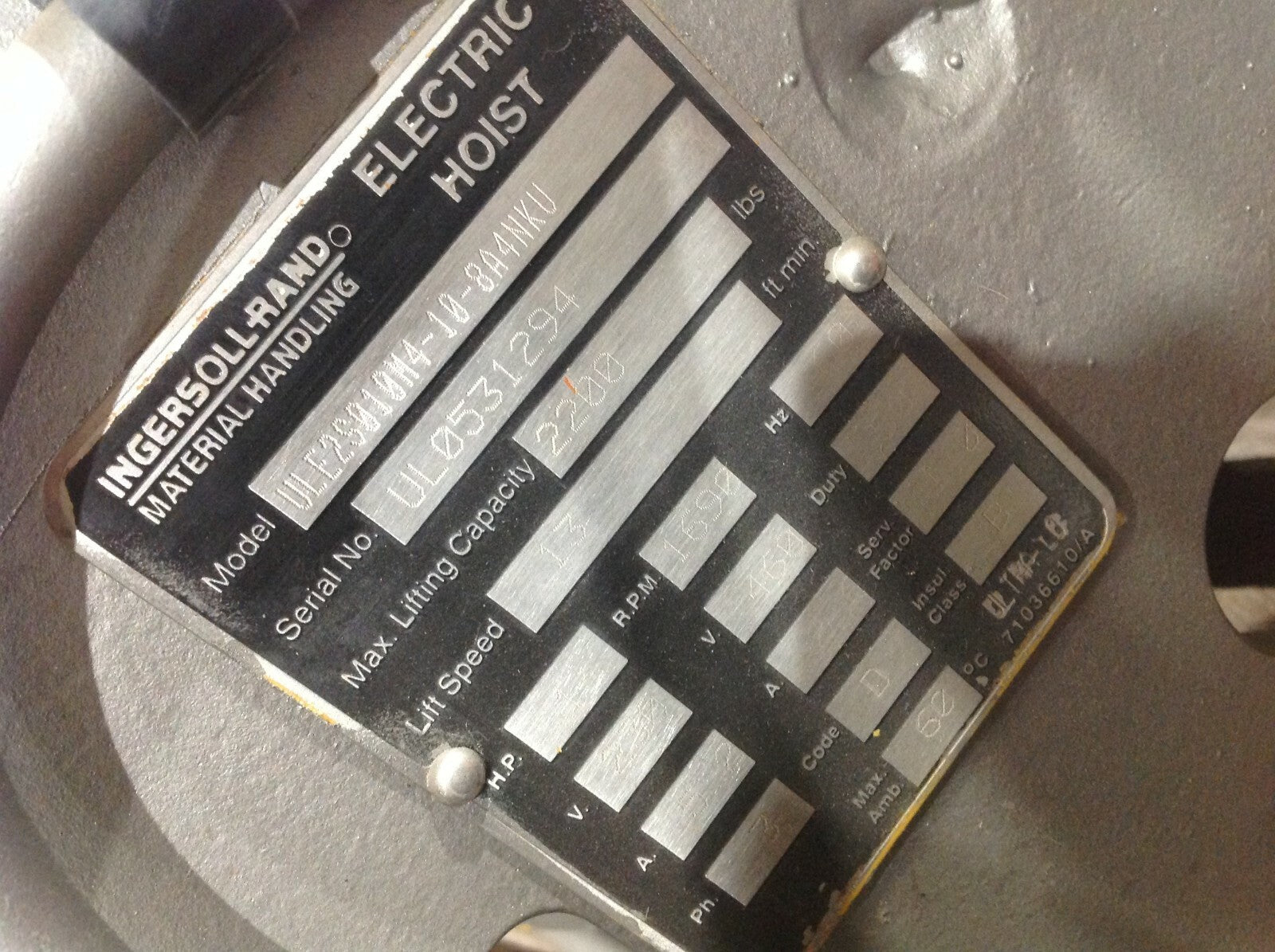 Ingersoll Rand ULE2S010M4-10-8A4NKU Hoist with Driven Trolley 1 Ton ULE Ultra-Lo - Maverick Industrial Sales