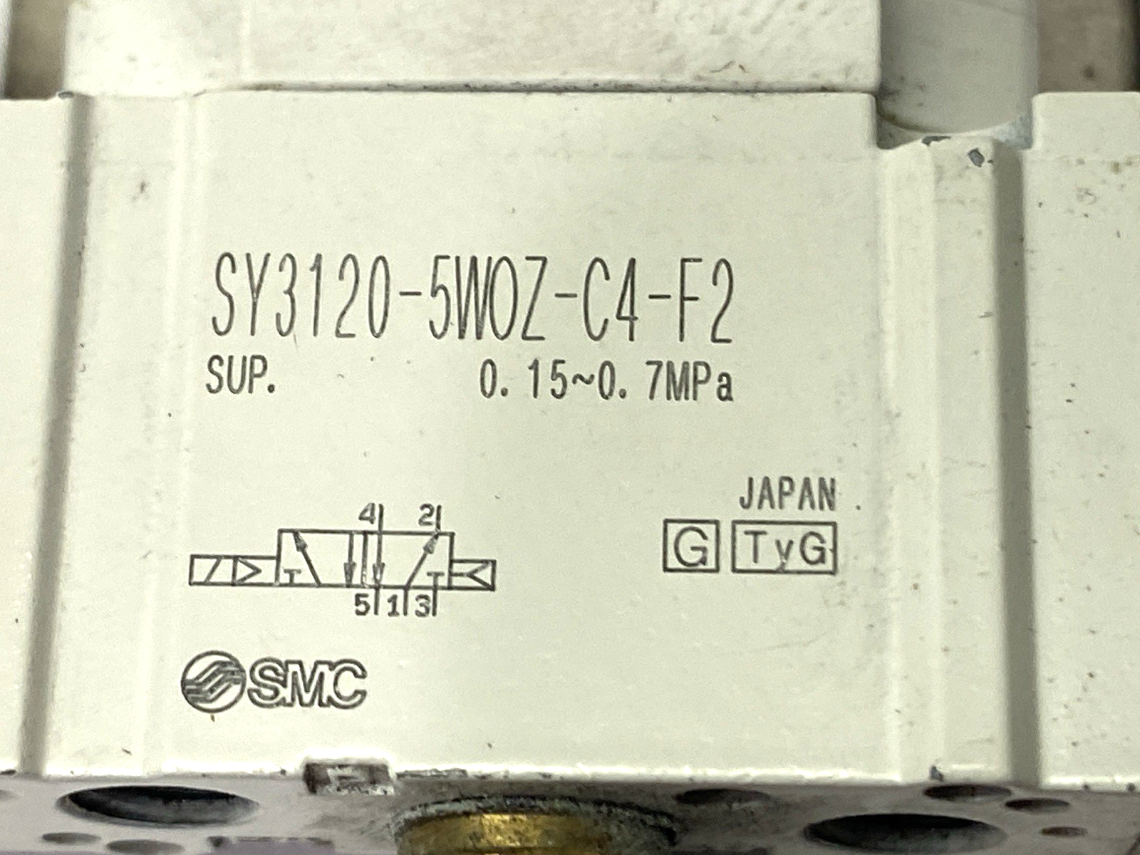 SY3120-5W0Z-C4-F2 | SMC Pneumatic Solenoid Valve 5 Port M8 24VDC - Used - Maverick Industrial Sales