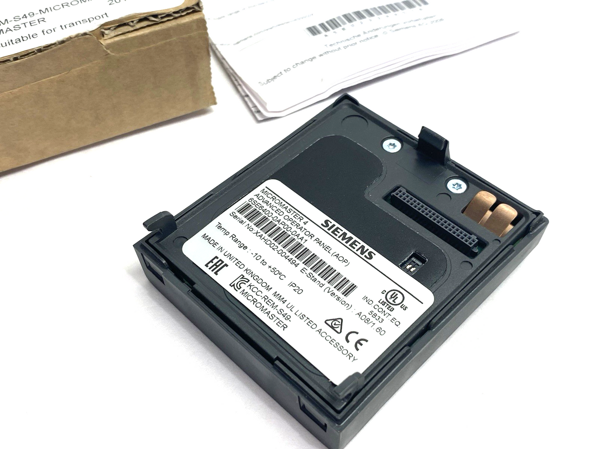 6SE6400-0AP00-0AA1 | Siemens MICROMASTER 4 Advanced Operator Panel (AOP) - New – Open box - Maverick Industrial Sales