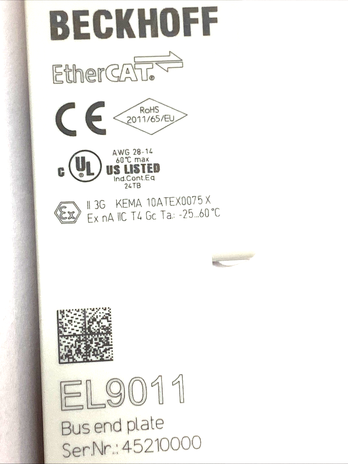 EL9011 | Beckhoff EtherCAT Bus End Cover 5mm E-bus Contact Terminal Gray LOT OF 5 - Used - Maverick Industrial Sales
