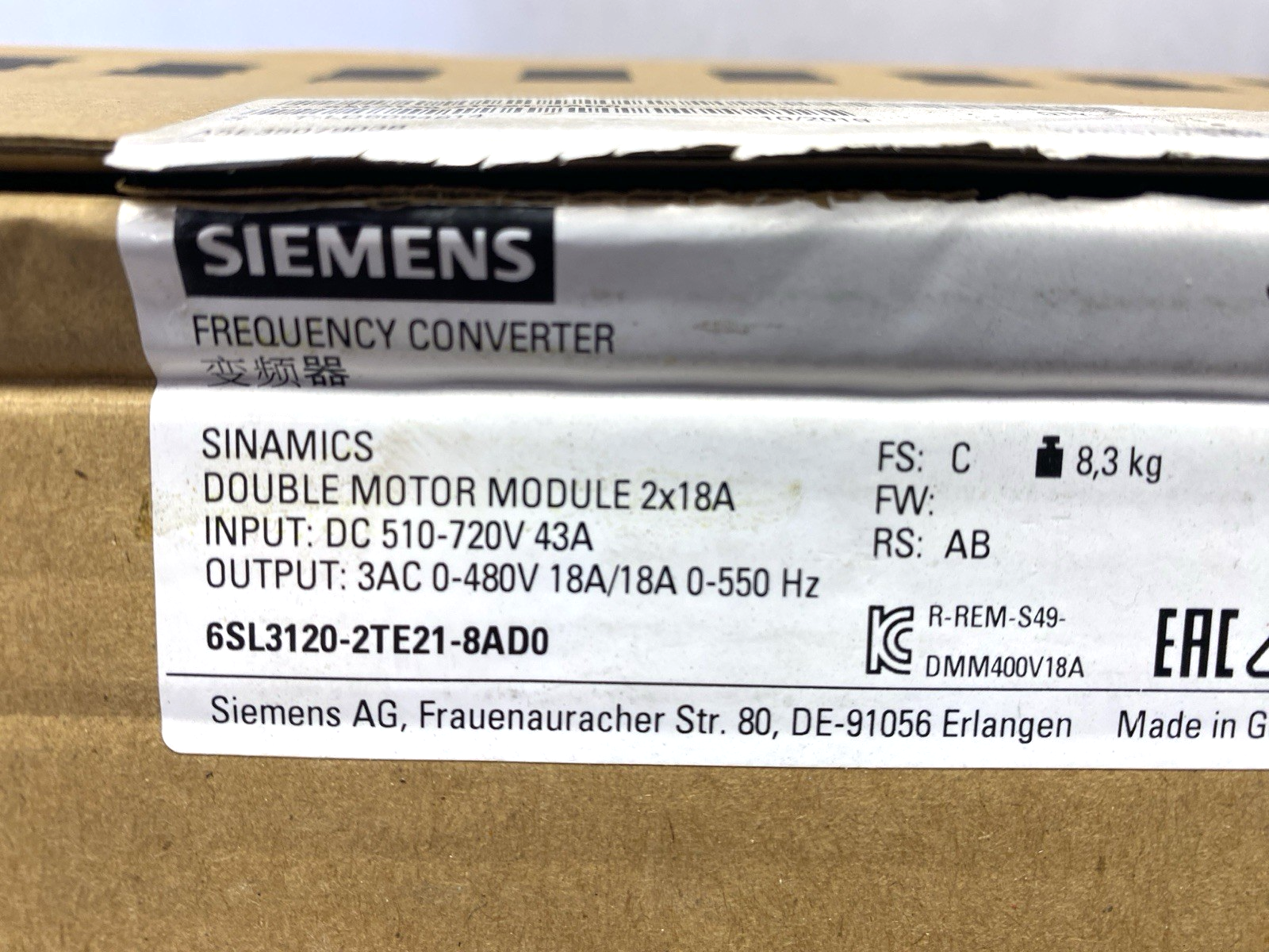 Siemens 6SL3120-2TE21-8AD0 SINAMICS S120 Frequency Converter Double Motor Module - Maverick Industrial Sales