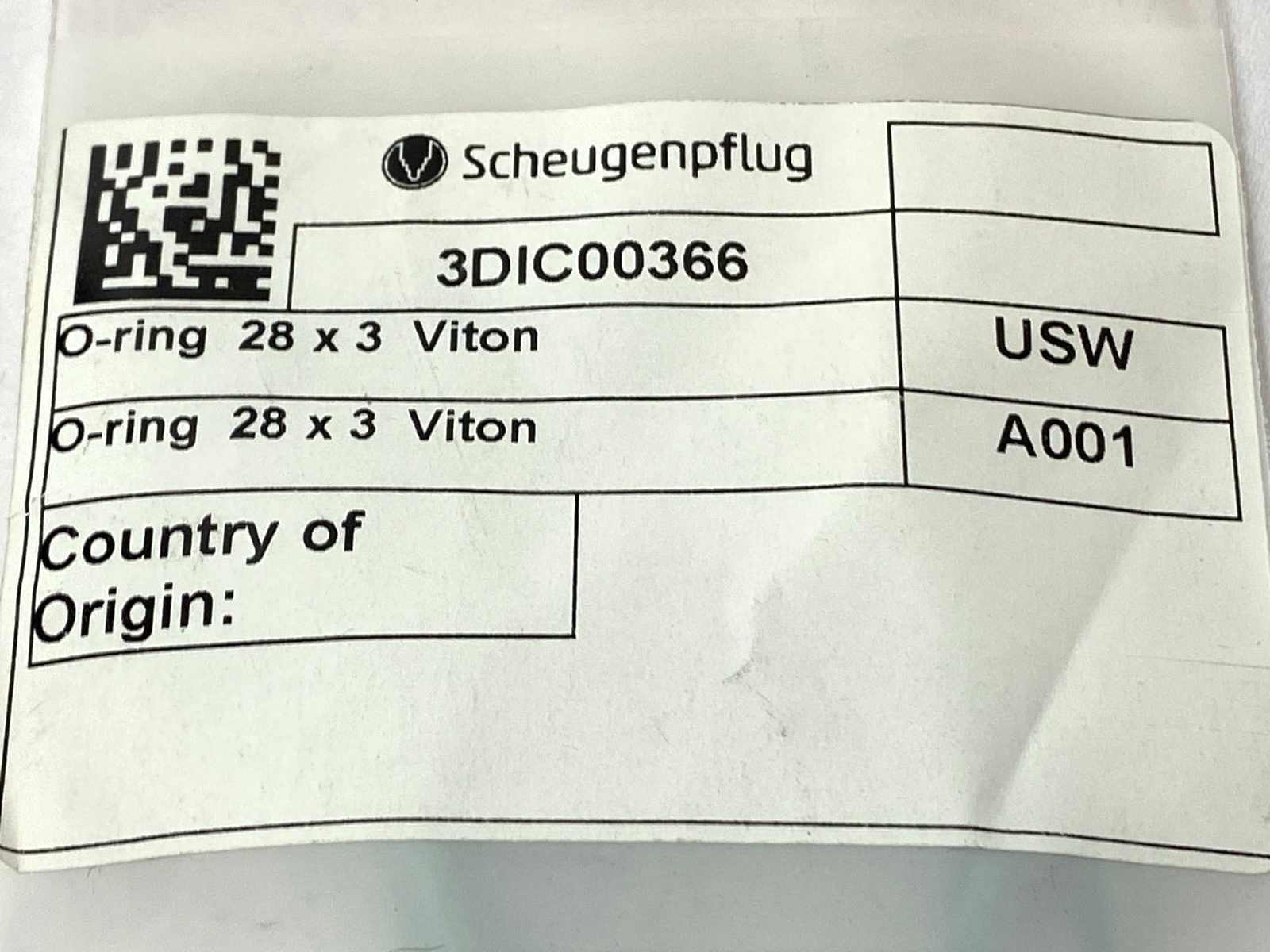Scheugenpflug 3DIC00366 O-Ring 28mm X 3mm Viton LOT OF 9 - Maverick Industrial Sales