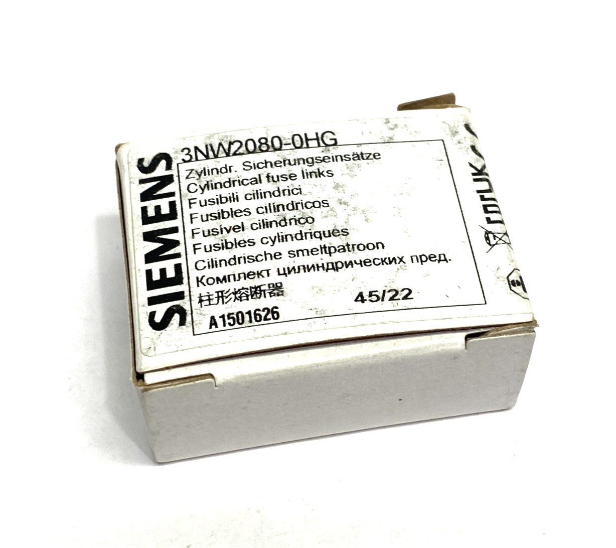 Siemens 3NW2080-0HG SENTRON Cylindrical Fuse, Slow-Blow, 8A, BOX OF 10 - Maverick Industrial Sales
