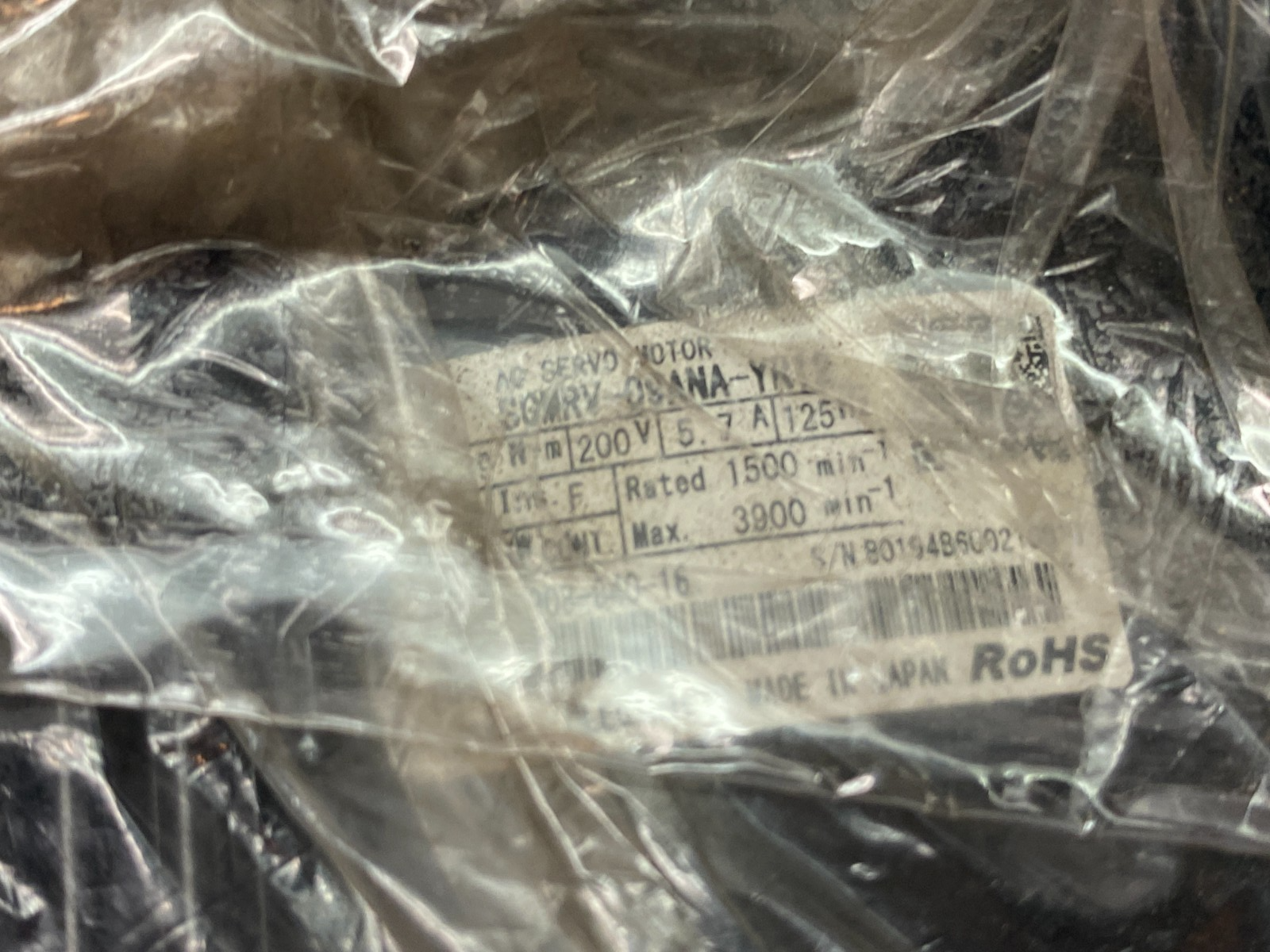 Yaskawa SGMRV-09ANA-YR12 3-Phase AC Servo Motor 200V 5.7A 125Hz - Maverick Industrial Sales