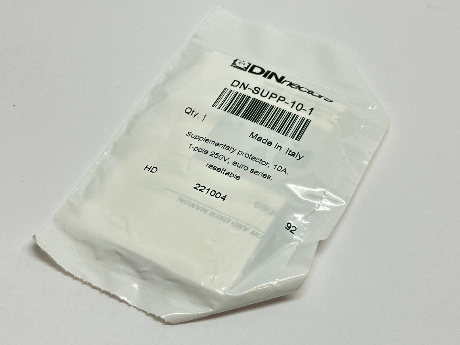 DINnector DN-SUPP-10-1 Miniature Supplementary Protector 10A 1-Pole 250V - Maverick Industrial Sales