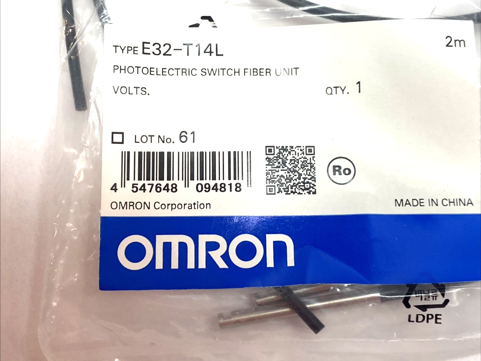Omron E32-T14L Photoelectric Switch Fiber Sensor - Maverick Industrial Sales