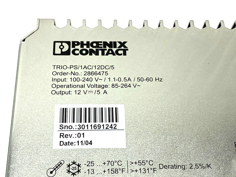 Phoenix Contact TRIO-PS/1AC/12DC/5 Trio Power Supply 2866475 - Maverick Industrial Sales