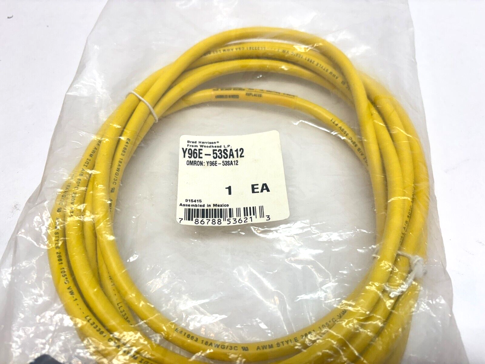 Omron Y96E-53SA12, 3-Pin Cable Cordset, Brad Harrison, Woodhead - Maverick Industrial Sales