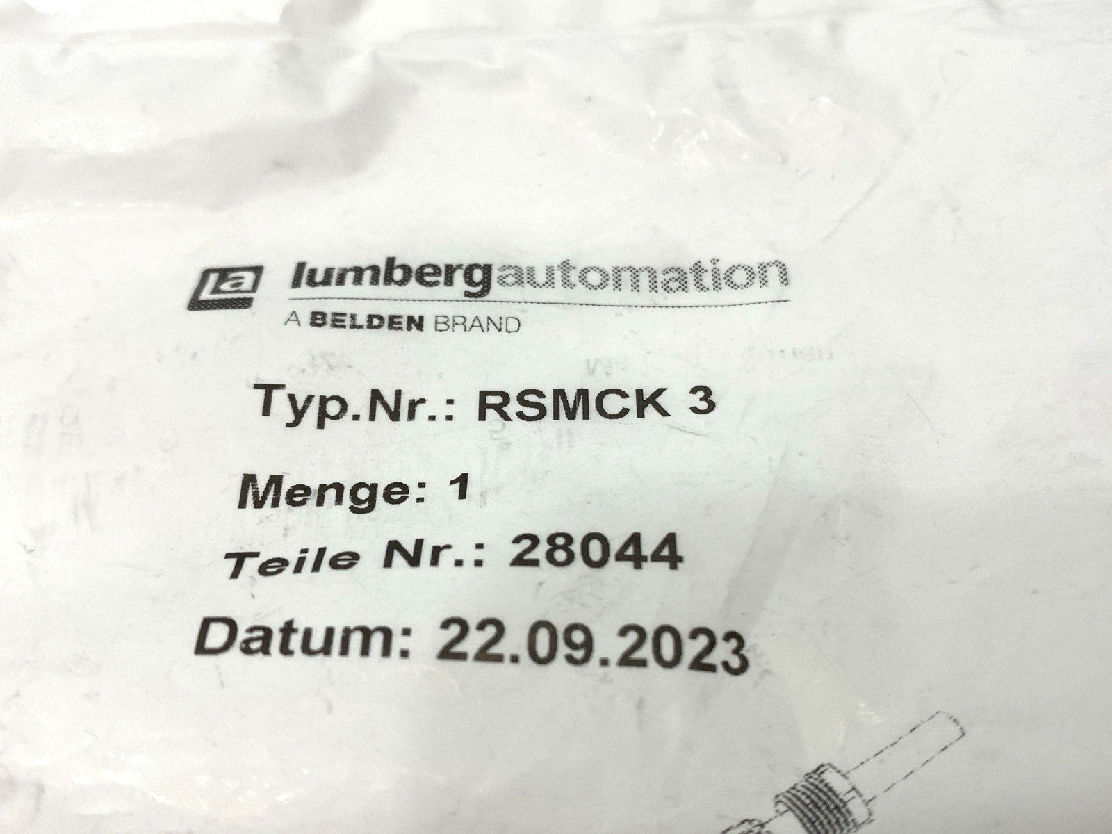Lumberg Automation RSMCK 3 Connector 3-Pole M8 28044 - Maverick Industrial Sales